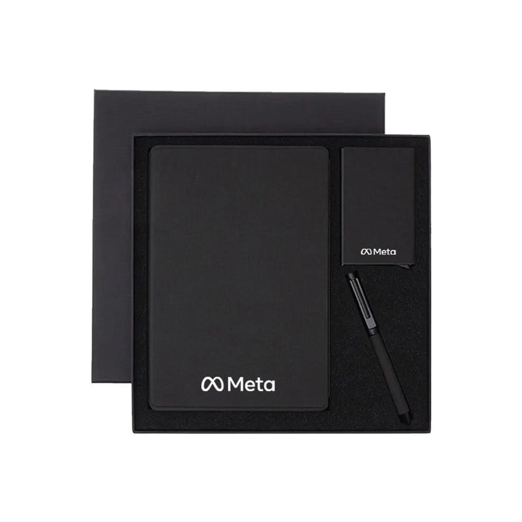 TESSIN - CHANGE ZERO Sustainable Gift Set with Refillable Notebook, Pen & Cardholder - Black.webp