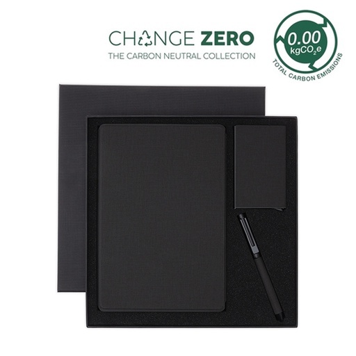 [Globe - GSSN 9545] TESSIN - CHANGE ZERO Sustainable Gift Set with Refillable Notebook, Pen & Cardholder - Black